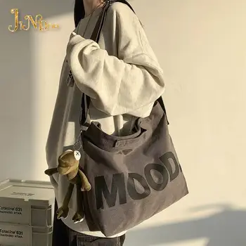 Холщовая дамска чанта-месинджър Женски изкуството на Реколтата, Големи Чанти за рамо Harajuku Мода, Хип-хоп Голяма училищна чанта през рамо за студенти