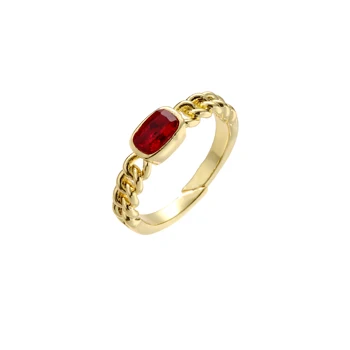 Хэчэн Цветен Пръстен с Дъждовно камък,Покритие Злато Прост пръстен с рубин Дамска мода Бижута Вечерни аксесоари за Подарък на участието