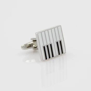 Цена По цена на производителя Дребно Френска Риза с копчета за Ръкавели За Мъже Месинг Материал Черен Дизайн на Клавиатурата на Пиано, копчета за Ръкавели и Безплатна Доставка