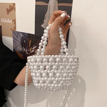 Чанти с перлената веригата Чанта Дамски Модни Горната дръжка Мини-женствена чанта от Ежедневните портмонета и чанти Прекрасен 2021 Годишният Нов Bolsas