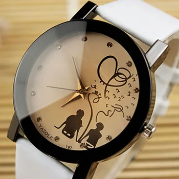 Часовник за влюбени YAZOLE Дамски мъжки часовници Модни кристални ръчни часовници с кожена каишка на Модни часовници reloj hombre reloj mujer