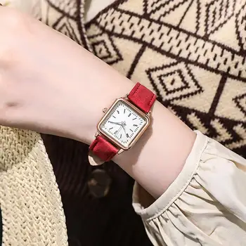 Часовник с квадратен циферблат Каишка от изкуствена кожа Водоустойчив Дамски Часовник с кръгла указател