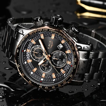Часовници Мъжки 2021 LIGE Модерен Мъжки часовници Най-добрата марка на Луксозни Всички Стоманени Часовник с голям циферблат Мъжки Военни Водоустойчив спортен часовник за мъже