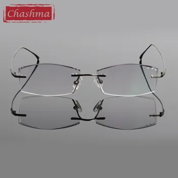 Чашма Марка Титанов Модерни Мъжки слънчеви Очила за очите с диамантена тапицерия Рамки за очила без рамки Мъжки Рамки за очила Оттеночные Лещи