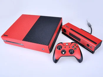 Червена Vinyl Стикер от въглеродни Влакна за кожата Протектор за Microsoft Xbox One и 2 кожи контролер Етикети за XBOXONE