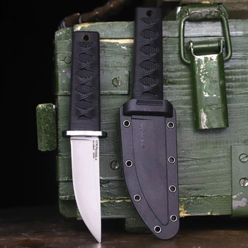 Черен открит къмпинг прав нож Американски открит ловен нож Храст спасителна прав нож на вътрешния EDC прав нож