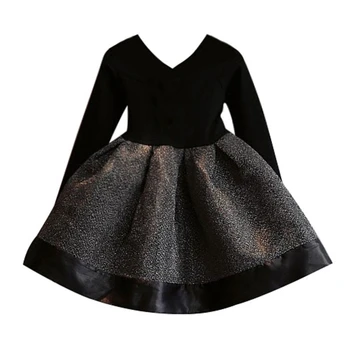 Черна рокля на принцеса за момиченца Есента на 2019 2019 Детски дрехи, дрехи за момичета Детски дрехи 2-7 години Вечерна рокля