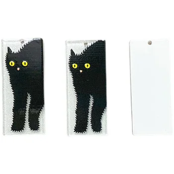 Черно - бяла котка висулка сам обици за момичета аксесоари за котки бижута материал правоъгълен ключодържател с висулка