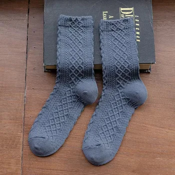 Чорапи детски есенни и зимни обрат-тръба дамски чорапи триизмерни в ретро стил дамски памучни чорапи дишащи тенденция