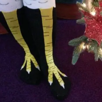 Чорапи Медии 3D Смешно пиле Зима есен Дамски високи високи чорапи Карикатура Ainimals Крака с тънки пръсти Женски творчески чорапи