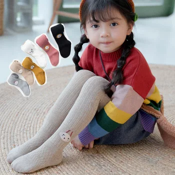 Чорапогащник за момичета, Есента и детски чорапогащи Карикатура Сладки памучни чорапогащи за момичета, Детски плетени гамаши за деца Детски зимни дрехи