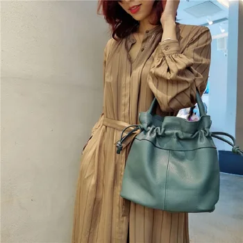 Шнур за Дизайнерски Чанти-кофи За жени Меки Чанти от естествена кожа Модерна чанта през рамо Дамски Луксозна Ръчна чанта