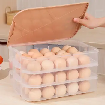 Штабелируемый Домашен Кухненски Хладилник Кутия За Съхранение на Яйца на Притежателя на Контейнера с Кутии с капак
