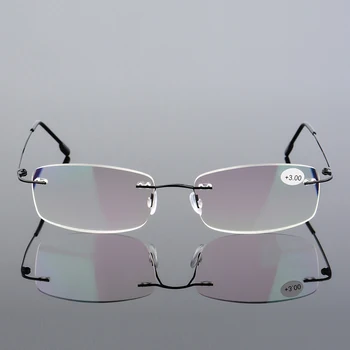 Эльбру на Мъже, Жени Очила За Четене Без Рамки Анти-Синя Светлина ултра-леки Титанов Очила за Далекогледство с паметта Очила с Диоптър+1,0+4,0