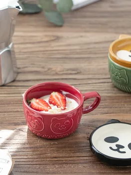 Японската керамична чаша чаша панда с капак кафеена чаша чаша за мляко и кисело мляко керамична чаша за закуска Пара чаша подарък за рожден ден прекрасен