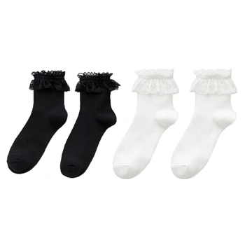 Японски чорапи-мрежа в стил Лолита, сладки дантелени къдри с волани, кухи памучен трикотаж носочные на продукта