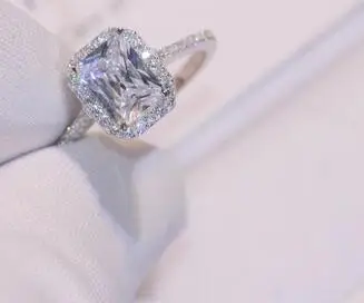 T603 925 сребро принцеса нарязани пръстен, 5A циркон пръстена женски пръстен