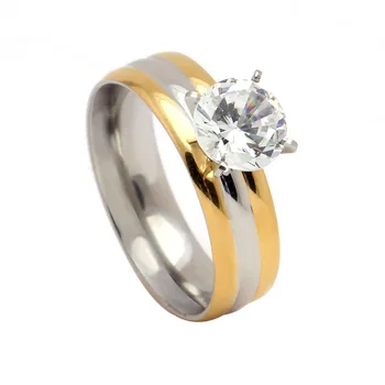 БИЖУТА Нов Прием на Пръстен от неръждаема стомана 316L с скъпоценния камък на КАМЪК Модни стоманени пръстени комплект за дами сватбена годежен пръстен бижута