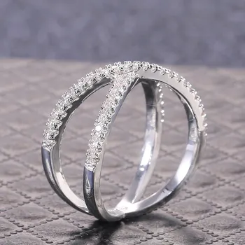 Истинско Сребро 925 проба AAA Циркониеви Пръстени за пръстите за жени Годежен пръстен Декларация за ангажимент Бижута Пръстени за жени